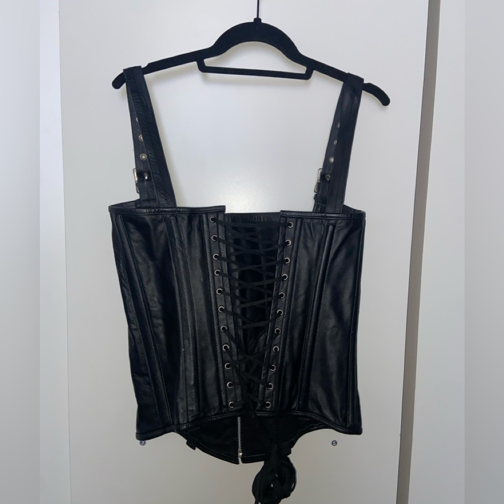 Black Genuine Leather Corset
